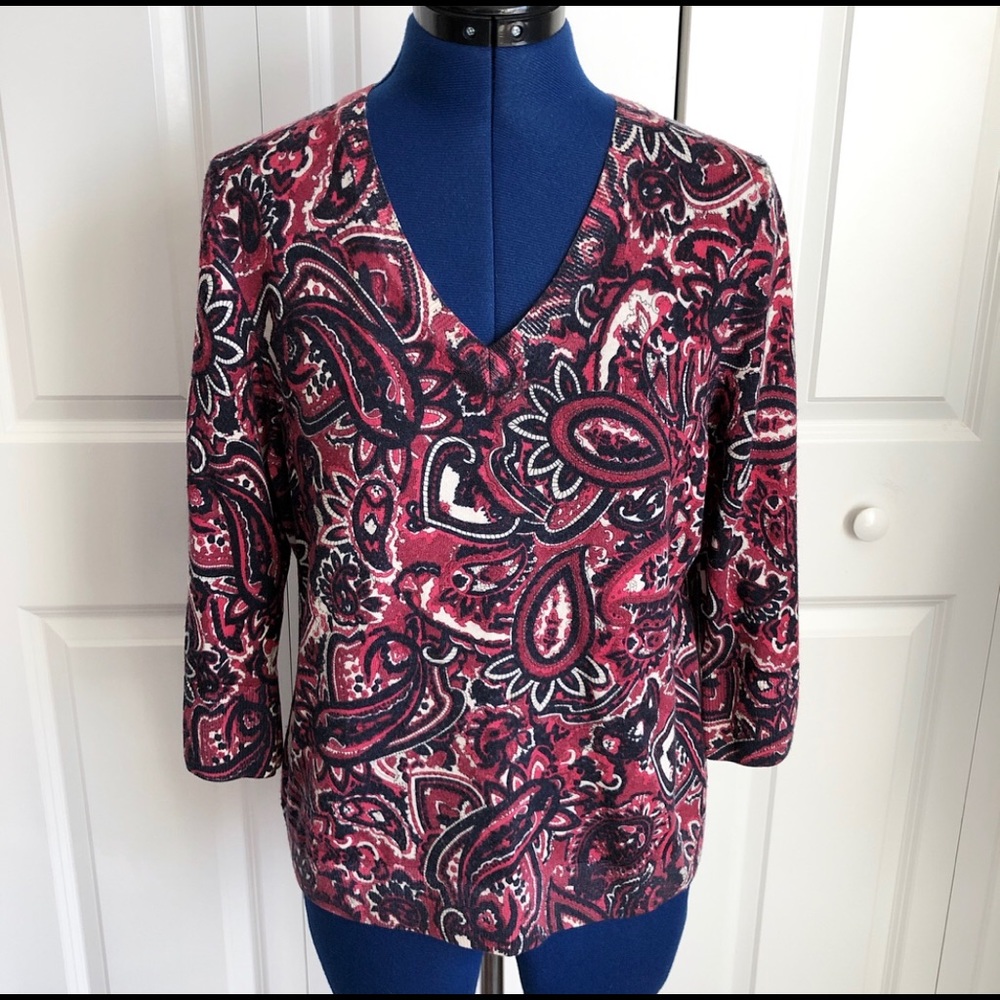 Talbots Paisley V-Neck Sweater